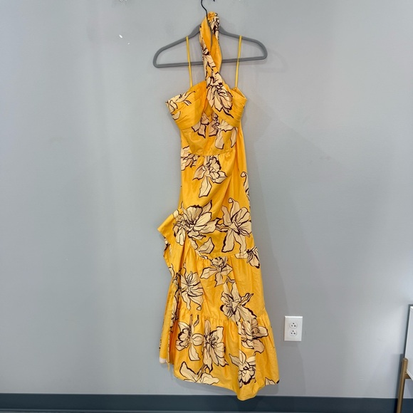 NWT Anthropologie Hutch Dress Halter Maxi Ruffle in Maize Yellow Floral - Picture 5 of 9